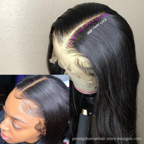 Cheap Wholesale Straight Raw Indian Virgin Human Hair Transparent Lace Frontal Wig Pre Plucked Lace Front Wig Human Hair Vendor